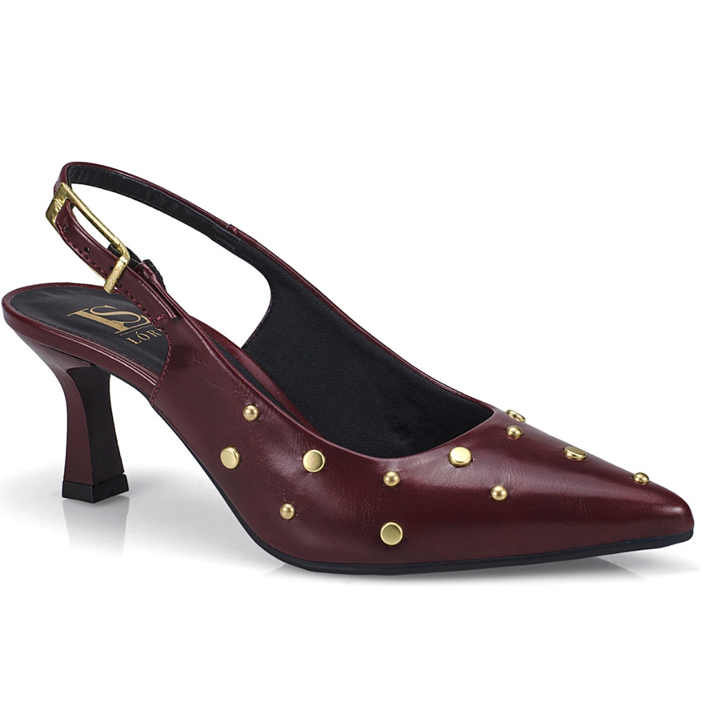 Imagem Scarpin Feminino Slingback Salto Fino Médio Com Fivela e Spike Elegante E Social 029