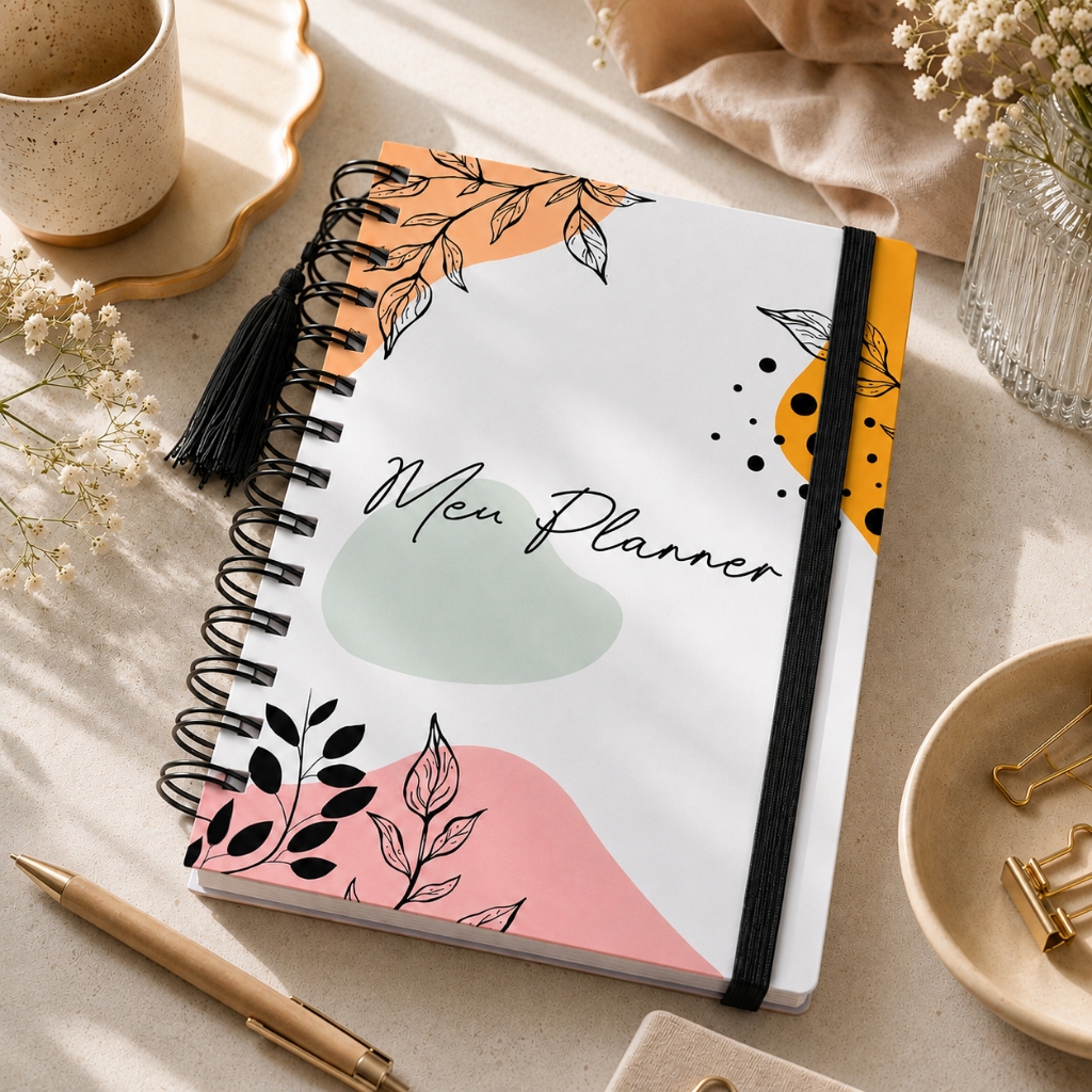 Agenda Planner Mensal Visão Mês Capa Dura 228 Páginas Planejamento Meu Planner 12 Meses Colorido