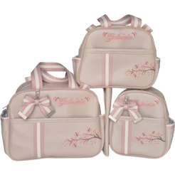 kit de Bolsa Maternidade Luxo Personalizada. (4 Peças)