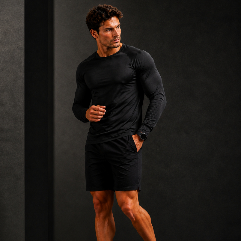 Camisa segunda Pele Masculina Manga Longa Dry Fit Proteção UV Camisa Térmica Academia Fitness