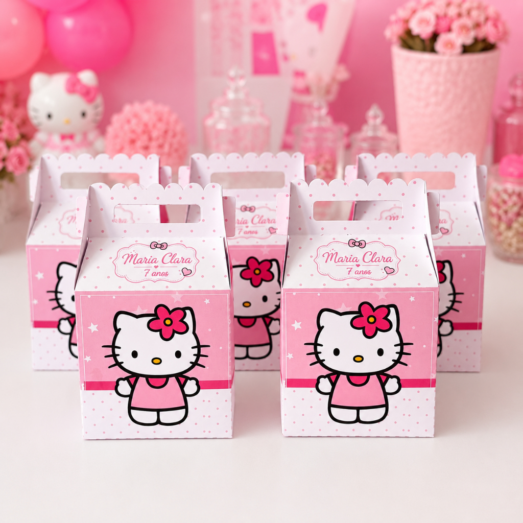 Caixa Maletinha Personalizada Lembrancinha Papelaria Aniversário Hello Kitty