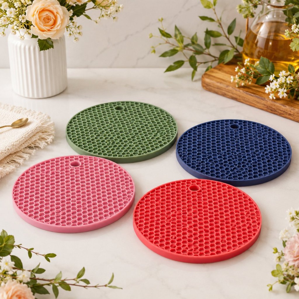 Kit 4 Descansos De Panela em Silicone Protetor Resistente Moderno Cores