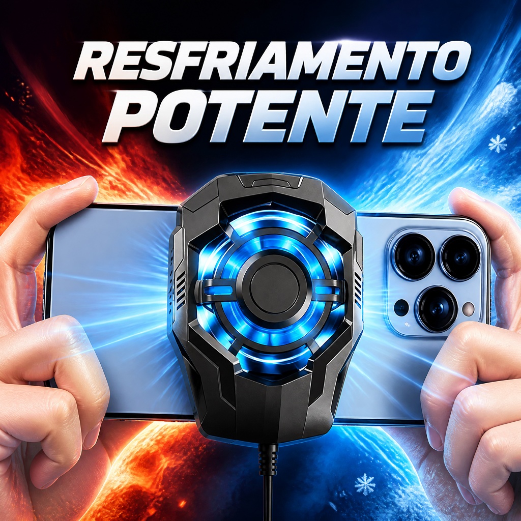 1/2PCS Cooler para Celular Gamer – Resfriador Turbo 5500 RPM, Gela Instantaneamente via USB 5V, Ideal para Jogos
