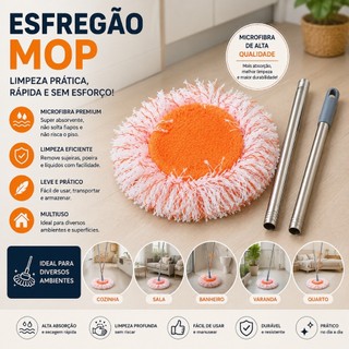 Esfregão Mop Esfregão Giratório Automático Para Limpeza De Piso Escova De Limpeza De Poei…