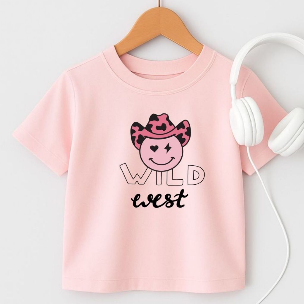 Blusa Feminina Infantil Camiseta Manga Curta Verão Lançamento 100% Algodão Chapéu 4 ao 16 Wild West