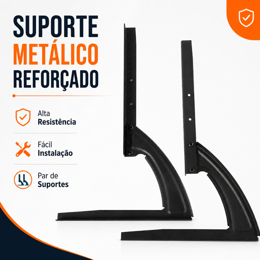 Suporte Base Universal de Mesa para TV e Monitor Par Metálico Reforçado Alta Resistência Fácil Instalação