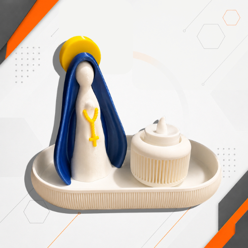 Kit Nossa Senhora Aparecida Decorativo com Vela LED | Impressão 3D | Presente Religioso