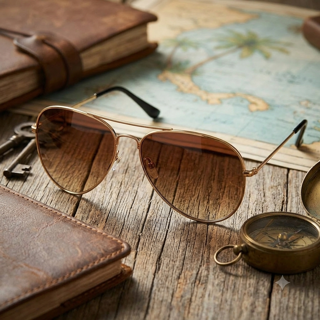 Óculos de Sol Aviador Proteção UV400 LENTES MARROM DEGRADÊ Unissex – Lente Escura Estilo Clássico