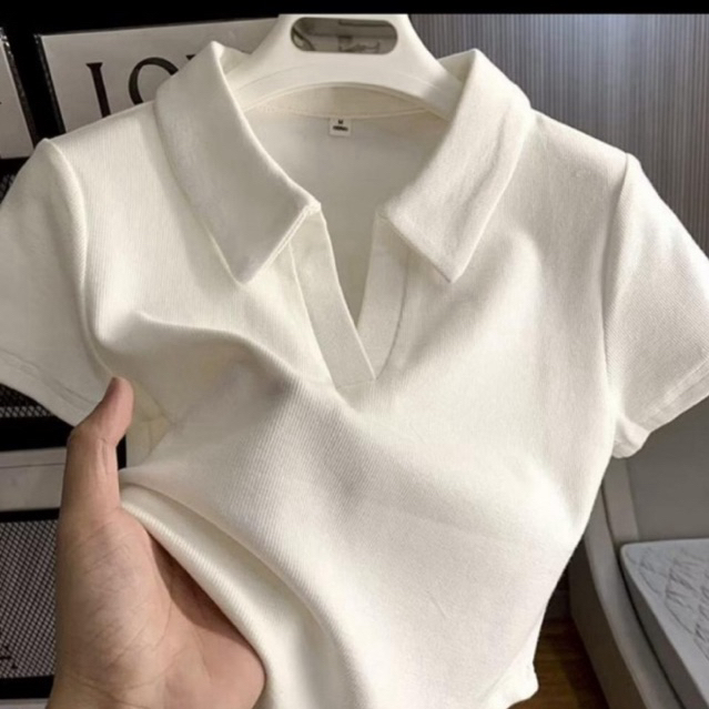 Camisa polo Feminina Ribana Manga curta Algodao