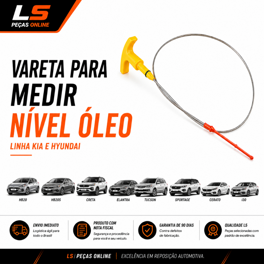 Vareta Medidora Nível Óleo Motor Hyundai Ix35 i30 Tucson Kia Sportage 2.0 16v 26611-2E021 Vedação