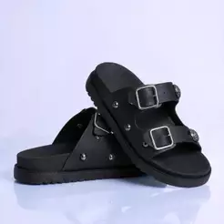 Sandália Menina Infantil Mãe e Filha 28 ao 39 Preto com Fivela Kidstep