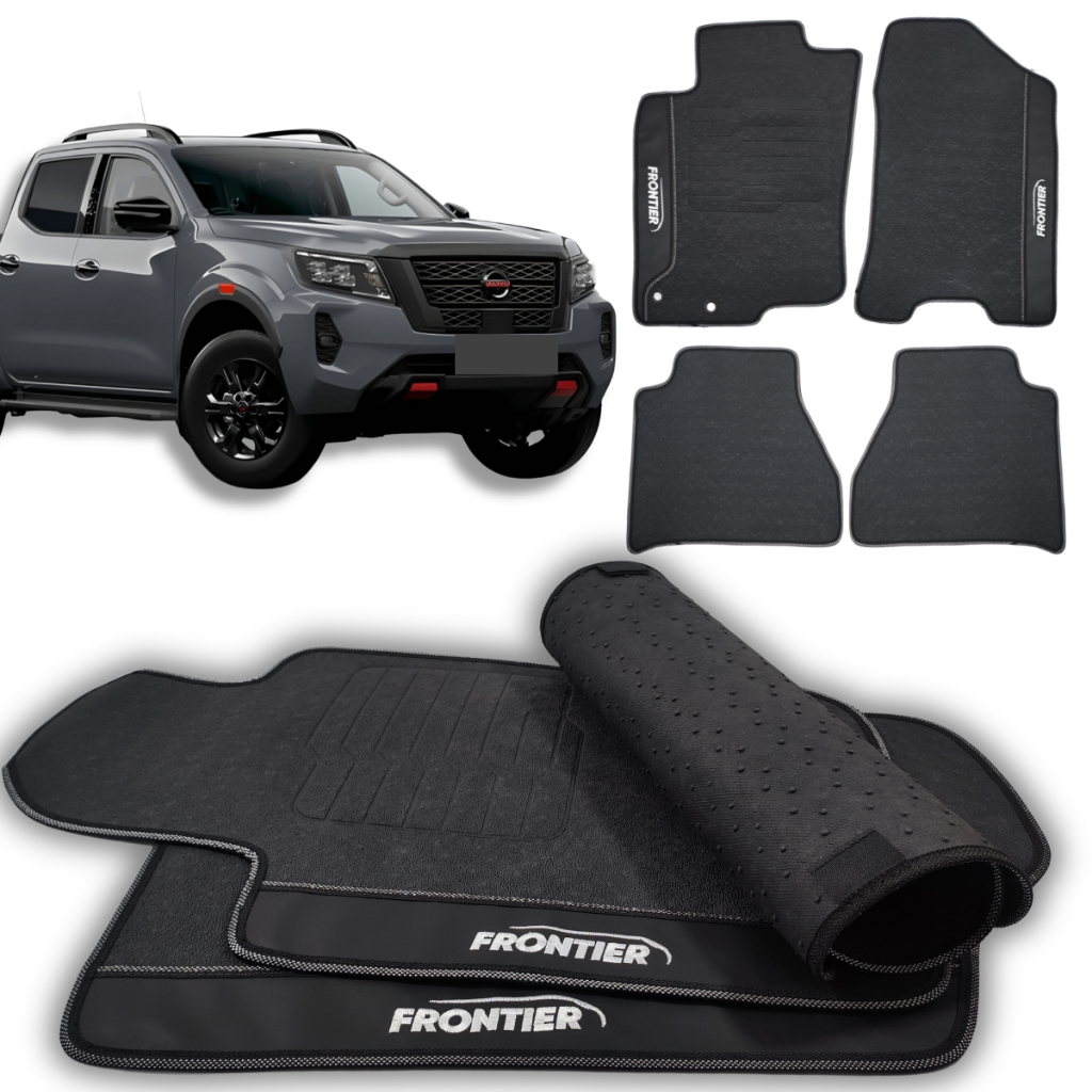 Tapete Compatível com Nissan Frontier Cabine Dupla 2022 a 2025 Tapete Frontier Preto Emborrachado