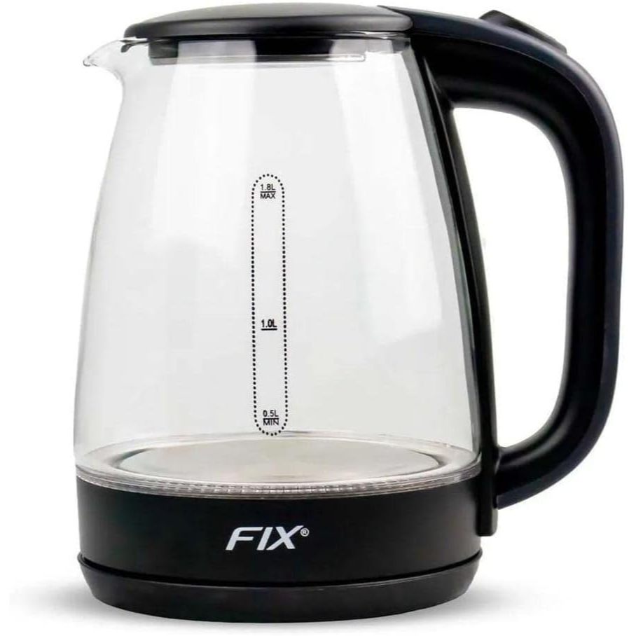 Chaleira Elétrica Jarra Vidro Borossilicato 1,8 Litros 127v Com Led E Desligamento Automático - Fix - FXI01004