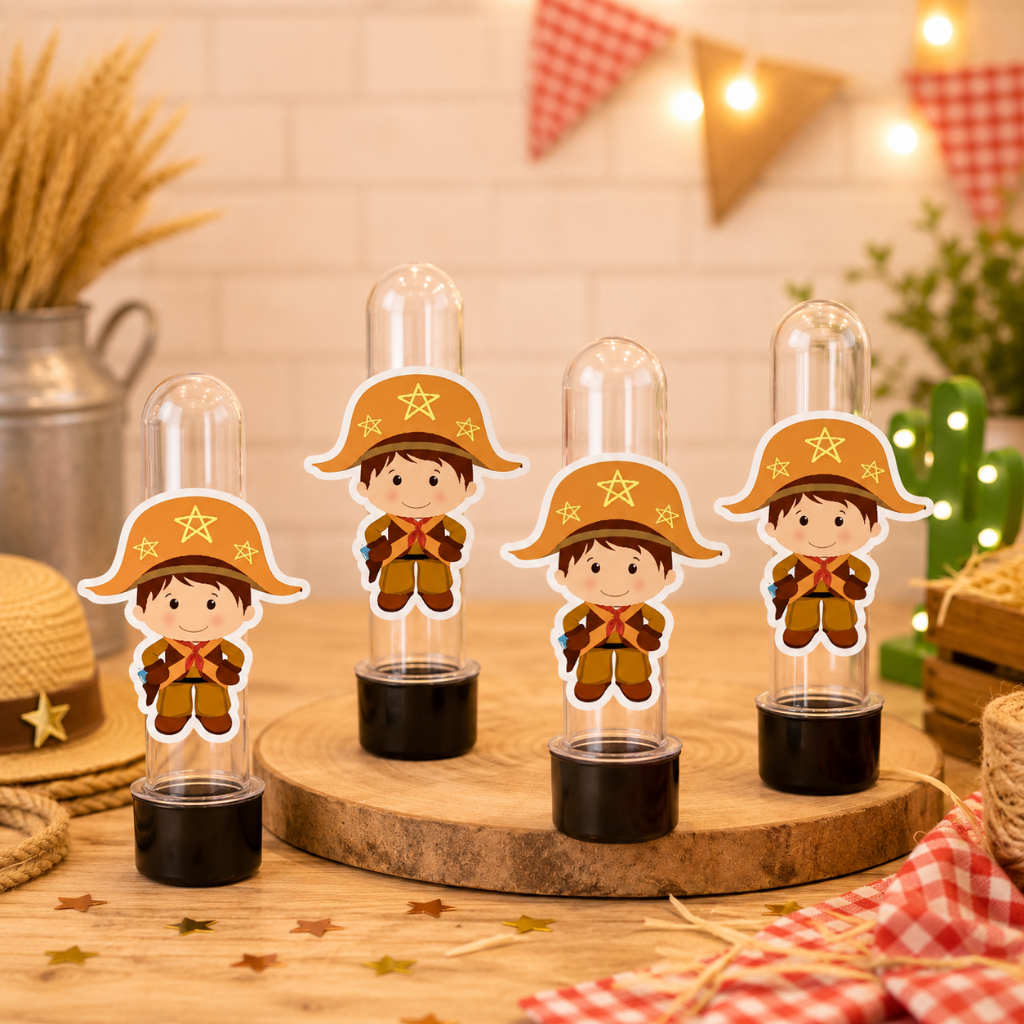 ENVIO RÁPIDO 40 Apliques Cangaceiro lampião menino tubetes kit festa lembrancinhas aniversário minos festa infantil