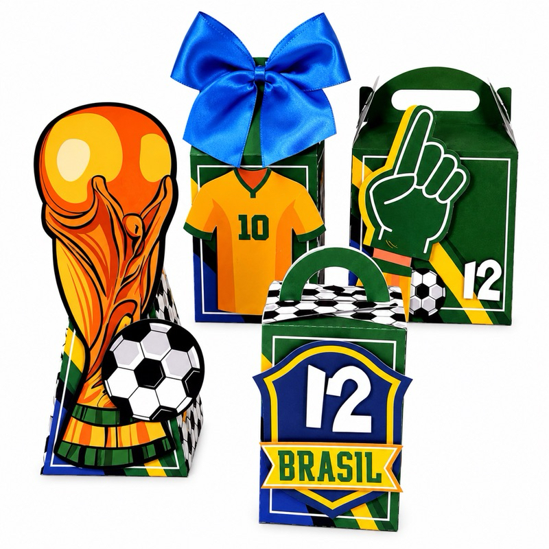 Kit Festa Futebol Brasil Personalizado/Caixas Lembrancinha  Copa do Mundo/ Festa Infantil Papelaria Personalizada