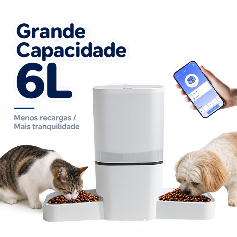 LEFANT Alimentador Automático WiFi 6L Bivolt para Cães e Gatos Duas Tigelas com Agendamento