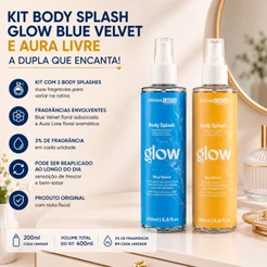 Kit Body Splash Glow Blue Velvet e Aura Livre A Dupla Que Encanta 200ml - Dermachem