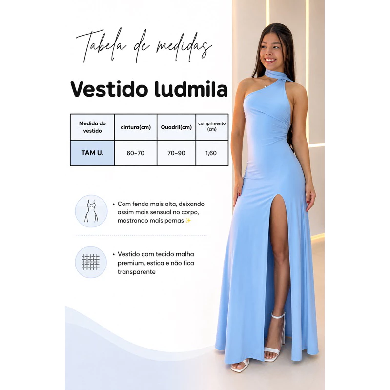 vestido longo feminino ludmila amarração no pescoço cores diversas fenda redonda longo — imagem 1