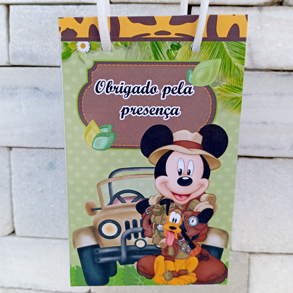 Sacolinha Surpresa Mickey Safari Infantil Pegue e Monte Lembrancinha Festa Aniversário