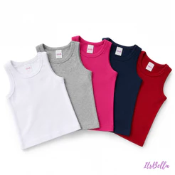 Kit 5 Regata Menina Infantil Básica Fresquinha Confortável Calor Verão