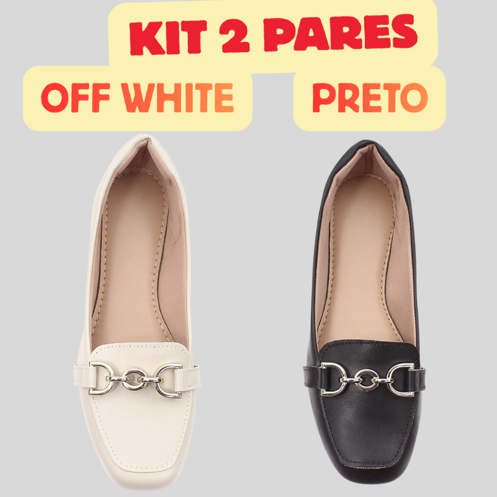 Kit 2 Pares Mocassim Sapatilha Mule Feminino Elegante Confortável Trabalho Casual Confortável Dia a Dia 34 ao 40