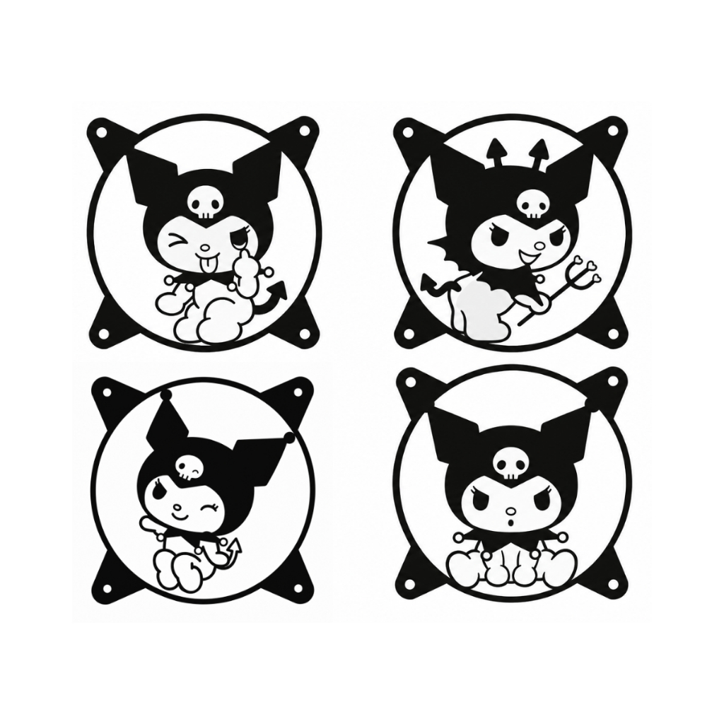 Capa para Ventoinha Kuromi Fan Water Cooler Grade Fan 120 mm PC Gamer Acessório Proteção Cooler