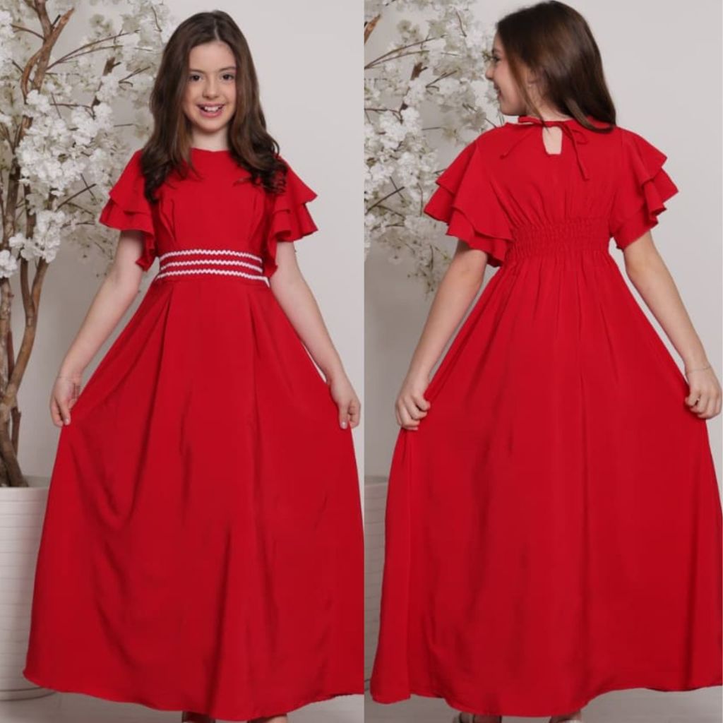 Vestido infanto juvenil para meninas evangelico gode elegante para ocasioes especiais e festas.