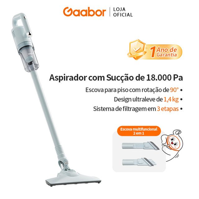 Gaabor Aspirador de Pó 2 em 1 com Fio 4.5m Sucção Forte 18000Pa Filtro Lavável 0.5L CW-18M02A