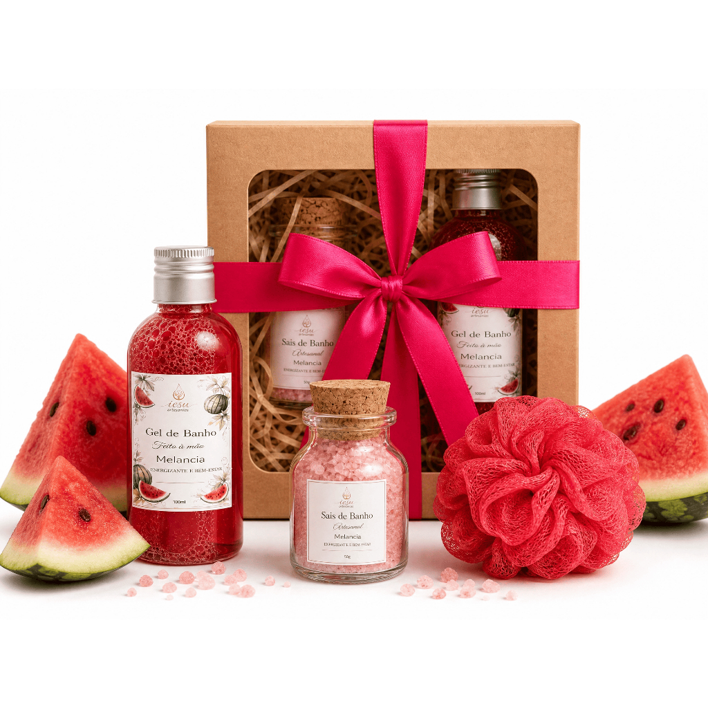 Kit Presente Spa Banho Relaxante Artesanal | 4 itens | Gel de Banho 100ml + Sais de Banho 50g