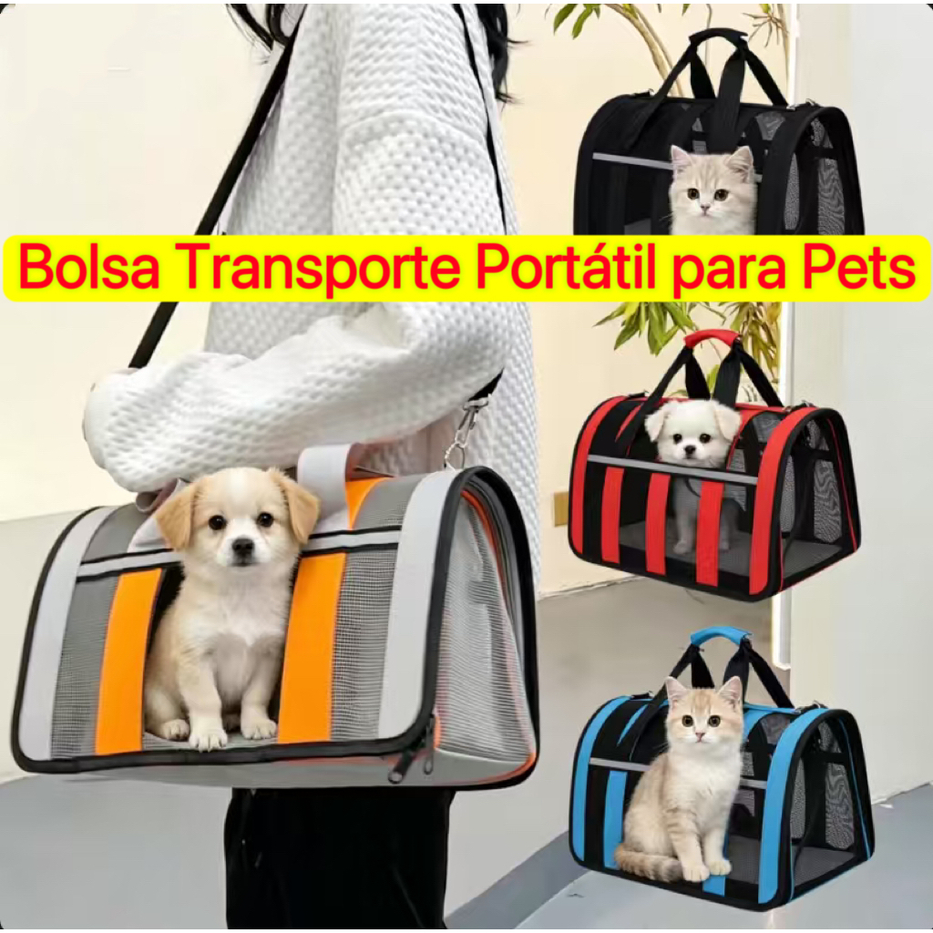 Bolsa de Transporte Pet Respirável e Dobrável para Gatos e Cães (4 Cores)
