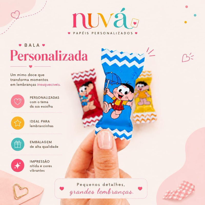 Bala Personalizada para Festa Infantil Decorativa Lembrancinha Aniversário