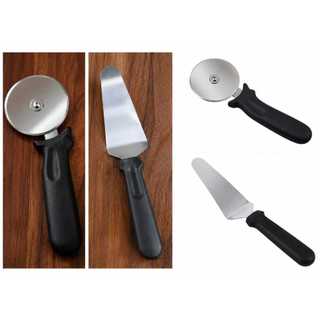 KIT CORTADOR DE PIZZA+ESPÁTULA DE AÇO INOXIDÁVEL-2 PEÇAS