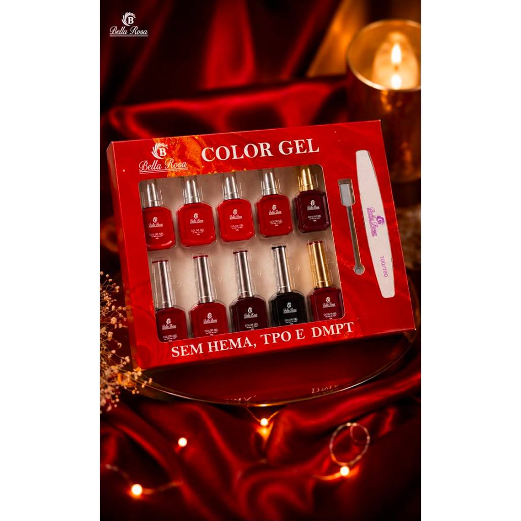 Coleção Red Passion -kit com 10 esmaltes em gel ( 8 cores normais + 2 cores magnético)
