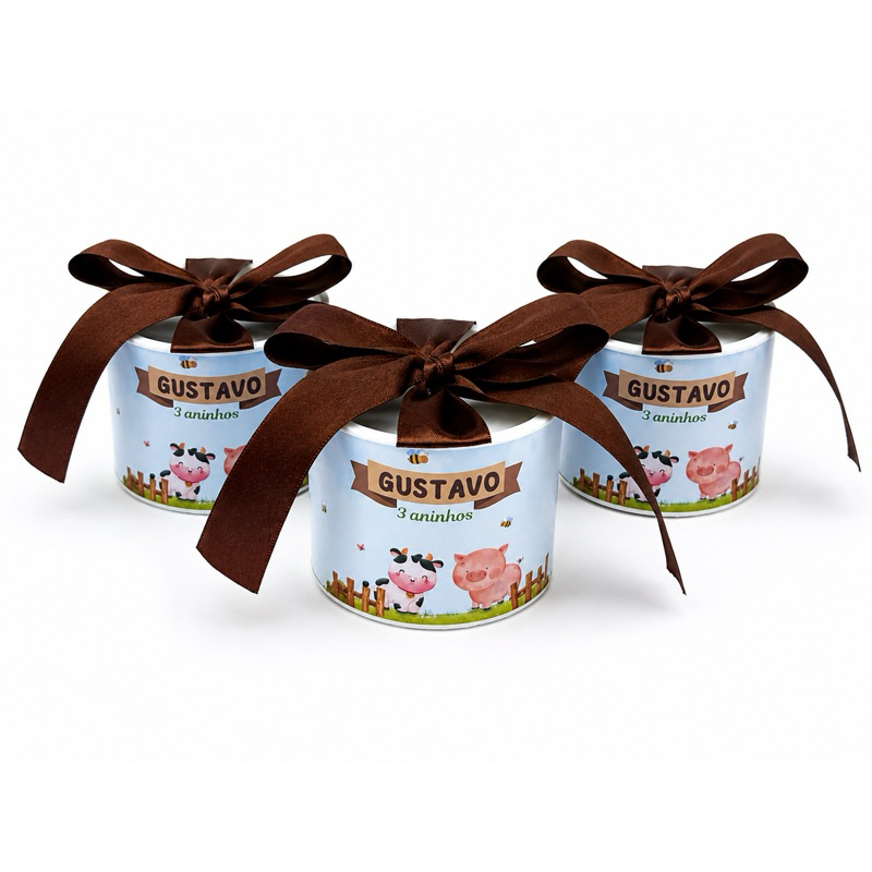 Kit Mini Tubolata Personalizada 5x6 cm - Lembrancinha Festa Aniversário Infantil - Tema Fazendinha