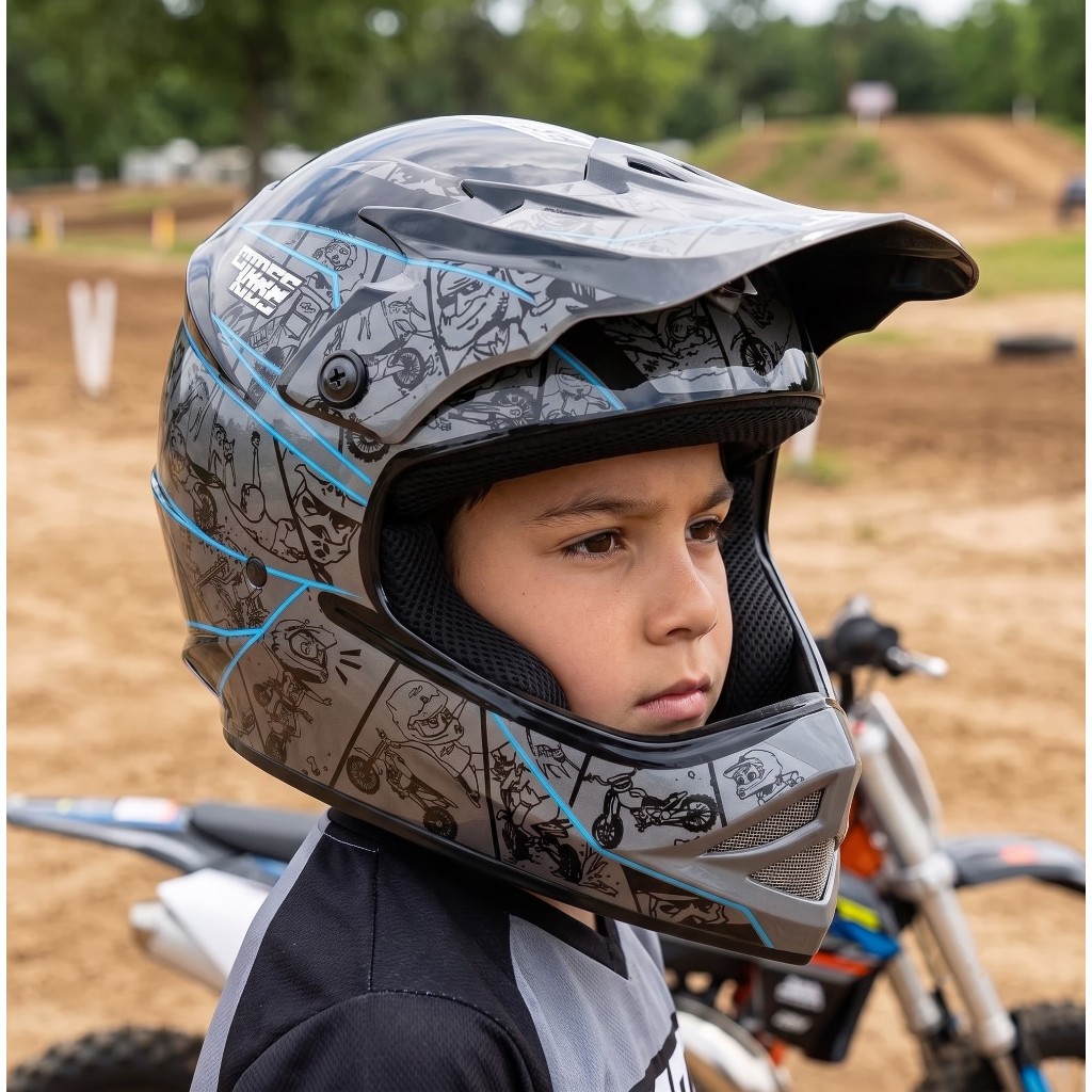 Capacete De Trilha Infantil Pro Tork Tam 54 Motocross Off-Road Cores Cartoon Next Proteção Moto Top