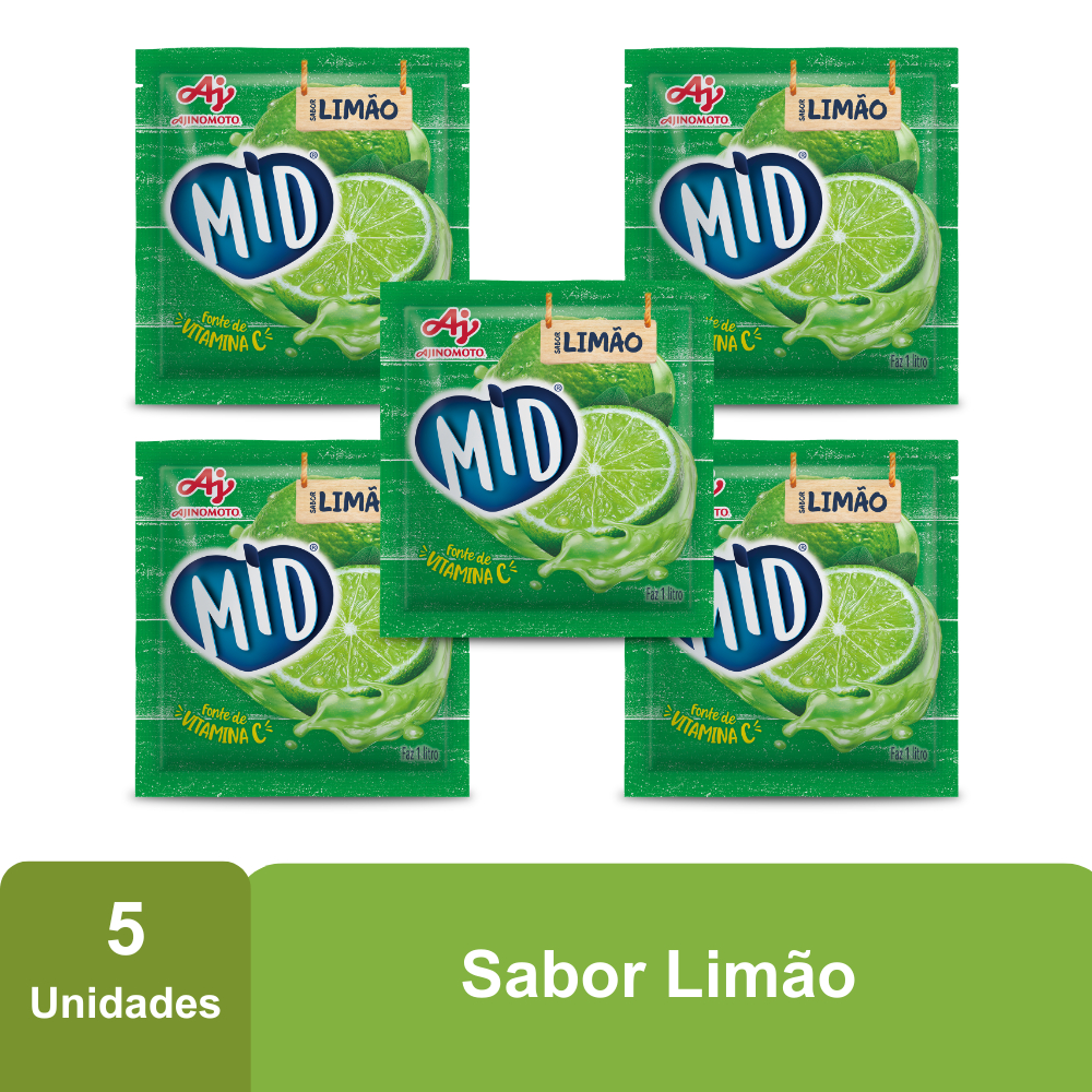 Imagem Kit Refresco em Pó MID® Sabor Limão Com 5 Unidades de 20g