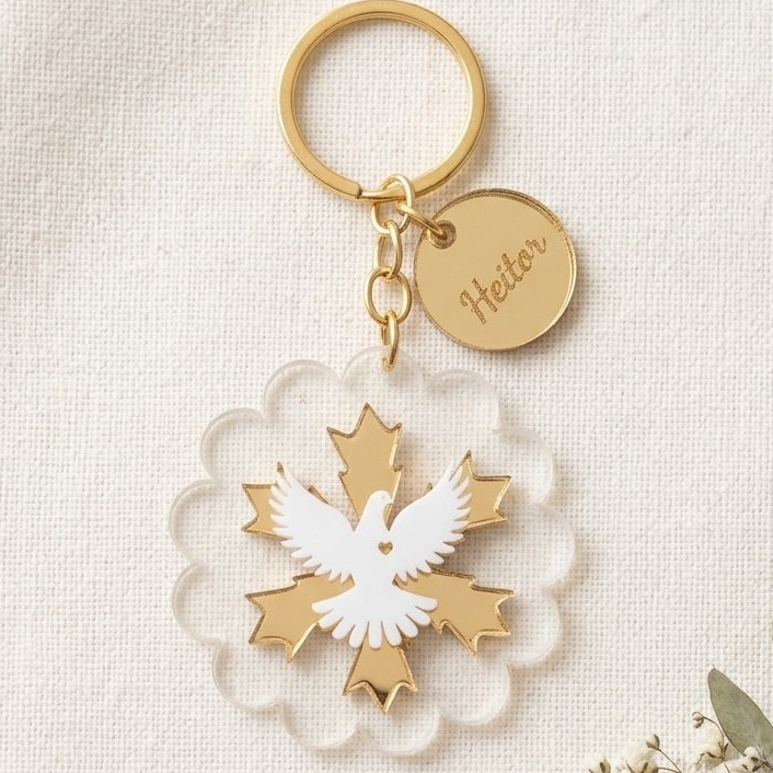 Chaveiro personalizado Divino Espírito Santo - Lembrança para Crisma personalizada