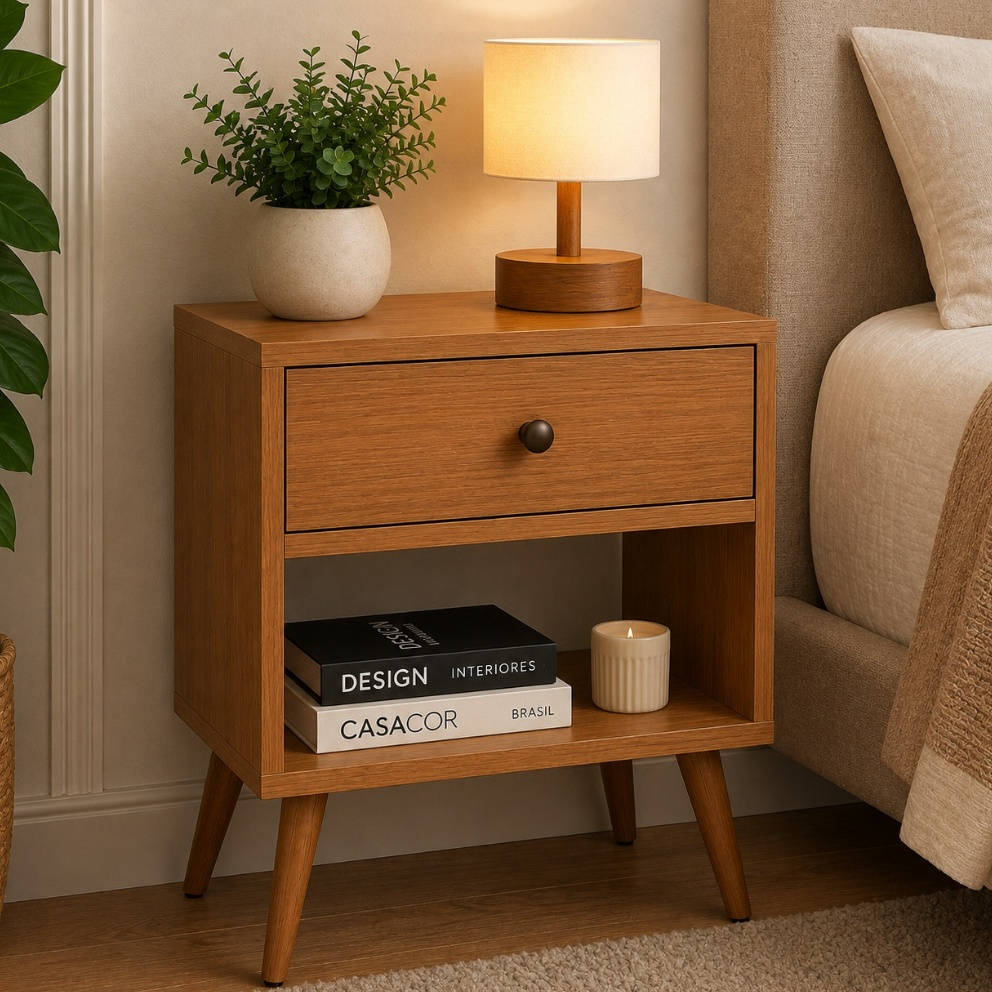 Kit 2 Mesas Cabeceira 1 Gaveta Organizador Quarto Multiuso  Decoração Nicho Retro Cores
