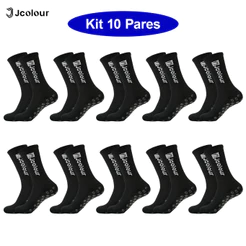 Meias Cano Alto Esportivas Masculinas Jcolour Kit 10 Pares, Antiderrapantes Confortáveis para Atividades Físicas e Dia a