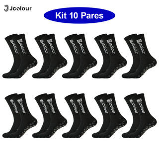 Meias Cano Alto Esportivas Masculinas Jcolour Kit 10 Pares, Antiderrapantes Confortáveis para Atividades Físicas e Dia a