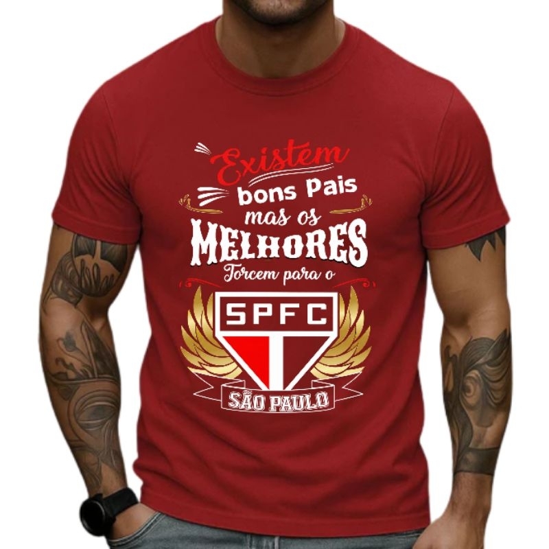 Camiseta São Paulo Presente Dia Dos Pais Sport Time do Coração Camisa Papai 100%Algodão Premium  Futebol Personalizada