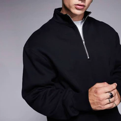 Moletom Meio Ziper Masculino Suéter Estilo Europeu Premium Inverno