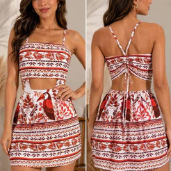 Vestido Macaquinho Feminino de crepe Estampa de Luxo com Bojo Alça ajustável possui forro Tendência