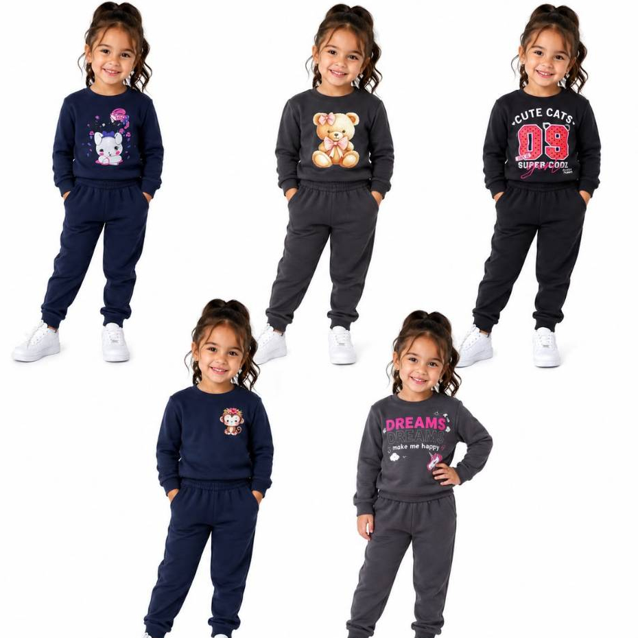 KIT 3 CONJUNTOS MOLETOM FEMININO MENINA INFANTIL CASACO E CALÇA TAM 1 2 3 4 6 8