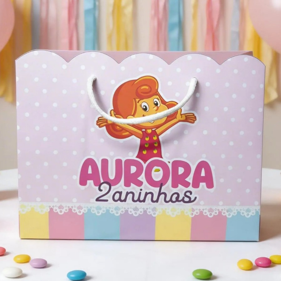 Sacolinha (G) Personalizada Lembrancinha 3 Palavrinhas Menina.