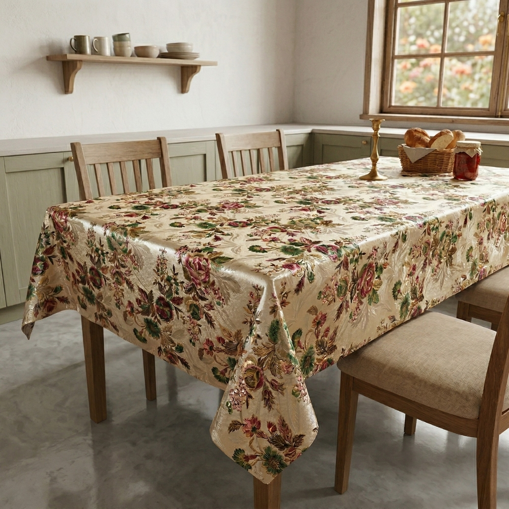 Toalha de Mesa Térmica Estampada Impermeável Plástica Forrada Decoração Cozinha 4 e 6 Lugares