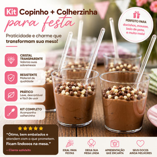 Kit 100 Copinho Potinho + 100 Colher Brigadeiro 25ml Docinho