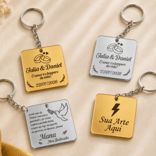CHAVEIRO PERSONALIZADO EM ACRILICO ESPELHADO - IDEAL PARA LEMBRANCINHA DE ANIVERSARIO, BATIZADO, CASAMENTO E EVENTOS