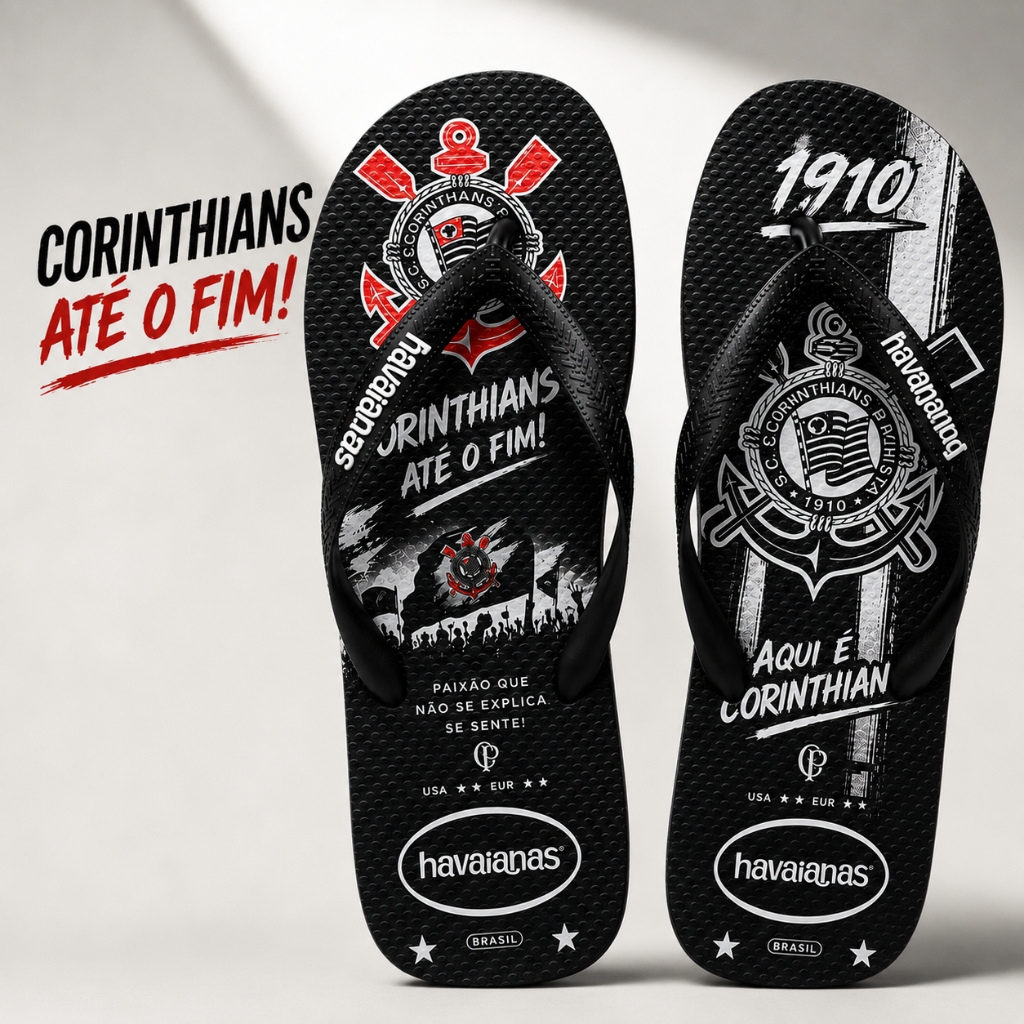 Chinelo Masculino Torcedor Confortável Estampado Leve Antiderrapante Casual Moda Verão