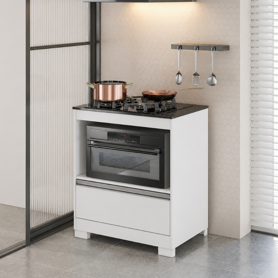 Balcão Cooktop para fogão de até 4 Bocas 1 Gaveta NT 3110 Notável Móveis